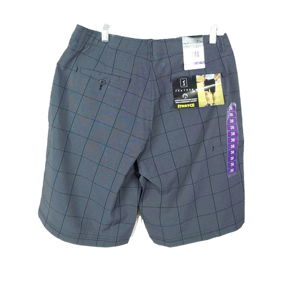 NWT PGA Tour Mens 36 Grey Plaid Stretch Shorts - Picture 7 of 7